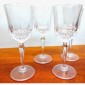 St George American Heritage 4 Lead Crystal Wine Glasses Stemware Water Goblet 7"